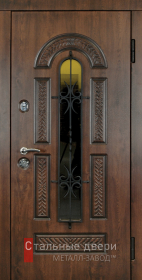 Стальная дверь Дверь с стеклом №9 с отделкой МДФ ПВХ